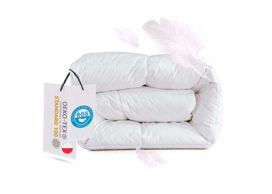 DELUX 155x200 CAŁOROCZNA 1,4kg KOŁDRA PREMIUM 90% POLSKI PUCH - BIAŁA